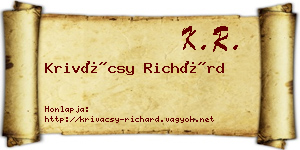 Krivácsy Richárd névjegykártya